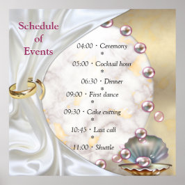 Elfenbeinseide, Goldeln und Perlen und Marmor Poster