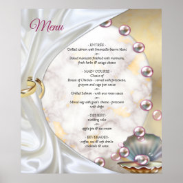 Elfenbeinseide, Goldeln und Perlen und Marmor Poster