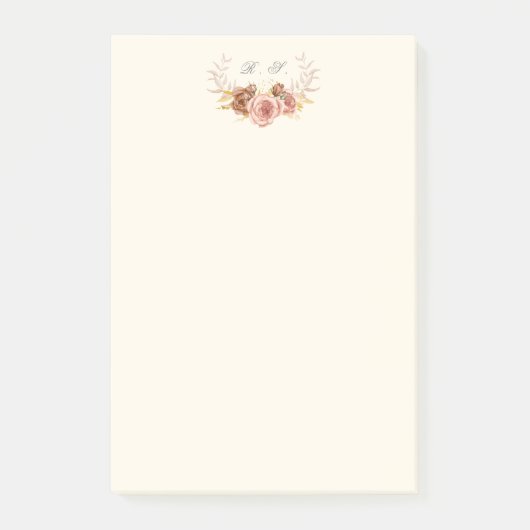 Elfenbeinsekt-Rose Monogramm Wappen Post-it Klebezettel (Vorderseite)