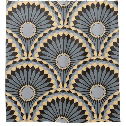 Elfenbeinsilber: Zirkuläre Blumenfolie. Duschvorhang (Vorderseite)