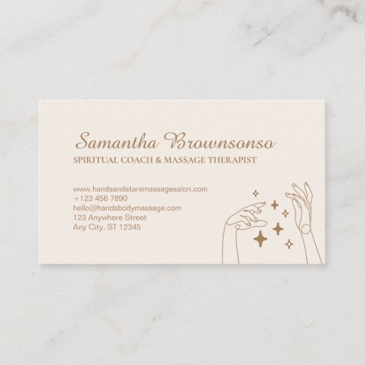 Elfenbeinspirituelle Sterne Hands Therapie Körperm Visitenkarte (Rückseite)