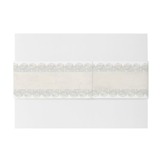 Elfenbeinspitze und Blume Hochzeitsband Einladungsbanderole (Rückseitenbeispiel)