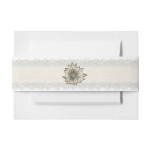 Elfenbeinspitze und Blume Hochzeitsband Einladungsbanderole (Vorderseite Beispiel)