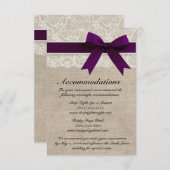 Elfenbeinspitze und Burlap Look Plum Unterkunftska Begleitkarte (Vorne/Hinten)