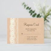 Elfenbeinspitze und leichte Burlap-UAWG RSVP Karte (Stehend Vorderseite)