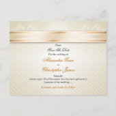 Elfenbeinstäbchen Gold-Streifen Hochzeit speichern Ankündigungspostkarte (Rückseite)