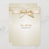 Elfenbeinstäbchen Gold Streifen Hochzeitssache Dat Save The Date (Vorne/Hinten)