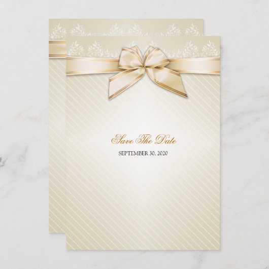 Elfenbeinstäbchen Gold Streifen Hochzeitssache Dat Save The Date (Vorne/Hinten)