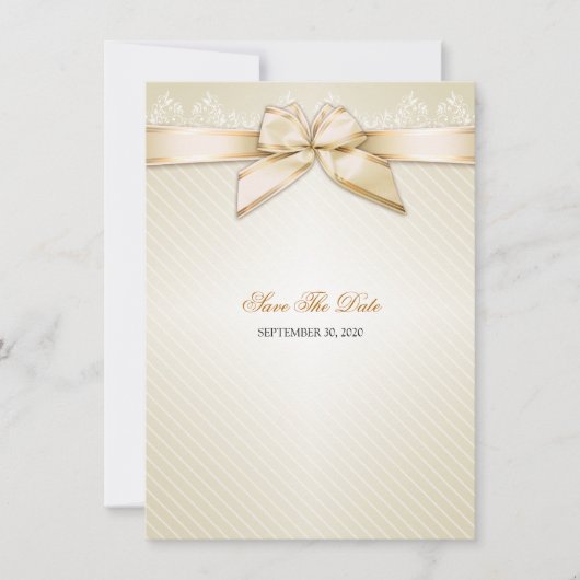 Elfenbeinstäbchen Gold Streifen Hochzeitssache Dat Save The Date (Vorderseite)