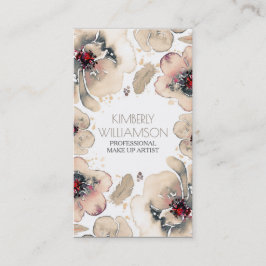 Elfenbeinwatercolor-Blumen Boho FedernWreath Visitenkarte