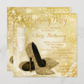 Elfenbeinweibchen und Gold Geburtstagsparty Einladung (Vorne/Hinten)