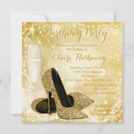 Elfenbeinweibchen und Gold Geburtstagsparty Einladung