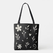 Elfenbeinweiß floral Schwarz  Tasche (Rückseite)