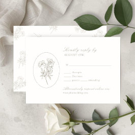 Elfenbeinweiß | Florale Hochzeits-RSVP-Karte RSVP Karte