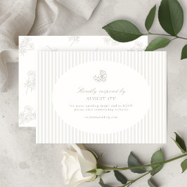 Elfenbeinweiß & Sand | Florale gestreifte RSVP-Ant RSVP Karte