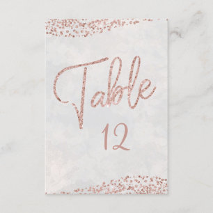 Elfenbeinweiß und Roségold Glam Hochzeitstischnumm Einladung