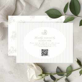 Elfenbeinweiß und Sand | Blumengestreifte RSVP-Ant RSVP Karte
