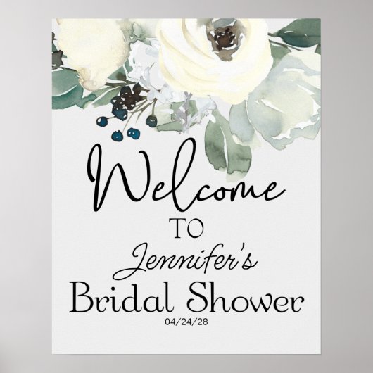 Elfenbeinweißblume Elegantes Blooms Brautparty Poster (Vorne)