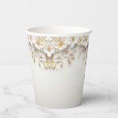 Elfenbeinweißblütengolden-Blätter Papier-Cups Pappbecher (Vorderseite)
