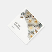 Elfenbeinweiße 3D-Rosen-Hochzeit Serviette (Ecke)