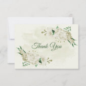 Elfenbeinweiße Blume Grüne Hochzeit Dankeskarte (Vorderseite)