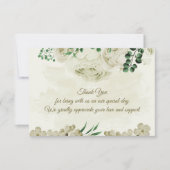 Elfenbeinweiße Blume Grüne Hochzeit Dankeskarte (Vorderseite)