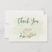 Elfenbeinweiße Blume Grüne Hochzeit Dankeskarte (Rückseite)