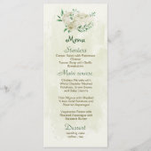 Elfenbeinweiße Blume Grüne Hochzeit Menükarte (Vorderseite)