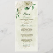 Elfenbeinweiße Blume Grüne Hochzeit Menükarte (Vorderseite)