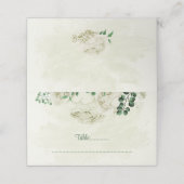Elfenbeinweiße Blume Grüne Hochzeit Platzkarte (Außenseite Aufgefaltet)