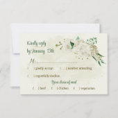 Elfenbeinweiße Blume Grüne Hochzeit RSVP Karte (Vorderseite)