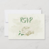 Elfenbeinweiße Blume Grüne Hochzeit RSVP Karte (Rückseite)