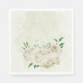 Elfenbeinweiße Blume Grüne Hochzeit Serviette (Vorderseite)