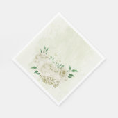 Elfenbeinweiße Blume Grüne Hochzeit Serviette (Ecke)