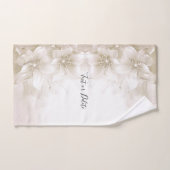 Elfenbeinweiße Blumen Handtuch-Set Badhandtuch Set (Handtuch)