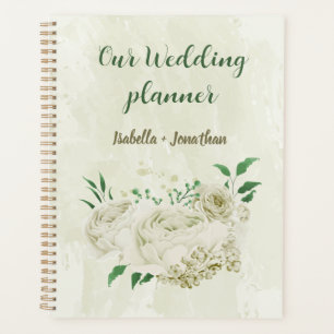 Elfenbeinweiße Blumen Hochzeit Grünelemente Planer