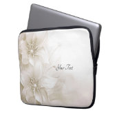 Elfenbeinweiße Blumen-Laptoptasche Laptopschutzhülle (Vorderseite Links)