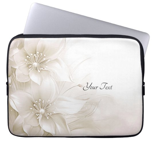 Elfenbeinweiße Blumen-Laptoptasche Laptopschutzhülle (Vorderseite)