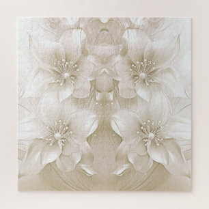 Elfenbeinweiße Blumen Puzzle