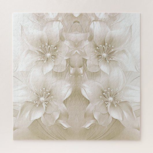Elfenbeinweiße Blumen Puzzle (Vertikal)