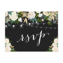 Elfenbeinweiße Blumenstrauß-Lichter Hochzeit RSVP