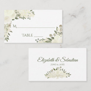 Elfenbeinweiße Blütenkarte Elegant Hochzeitssommer Platzkarte