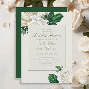 Elfenbeinweiße Creme Vintage-Blumen-Brautparty Einladung