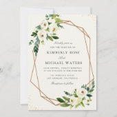 Elfenbeinweiße, geometrische Hochzeit Einladung (Vorderseite)