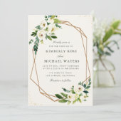 Elfenbeinweiße, geometrische Hochzeit Einladung (Stehend Vorderseite)