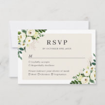Elfenbeinweiße Grüne Florale Hochzeits-RSVP-Karte