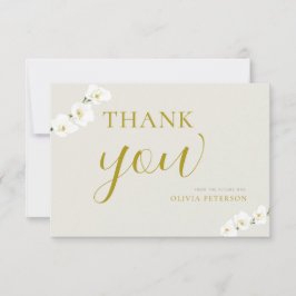 Elfenbeinweiße Orchideen Einfache Elegante Hochzei Dankeskarte