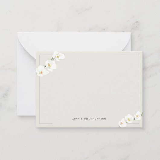 Elfenbeinweiße Orchideen Einfache Elegante Hochzei Mitteilungskarte (Vorderseite)