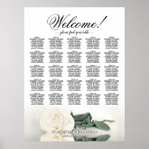 Elfenbeinweiße Rose Elegant 25 Tisch Sitzordnung Poster