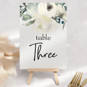 Elfenbeinweiße Rosen Blumen Hochzeit Tischnummer